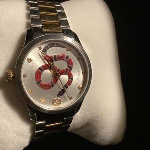 Gucci men’s snake watch stainless steel gold tone bracelet